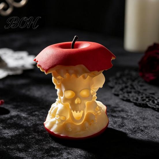 Small Resin Skull Decor Apple Core Ornament, Dark Themed Desk Figurine, 3D Printed Fashionable Niche Furnishings Realistic Statue, Gothic Collectible
