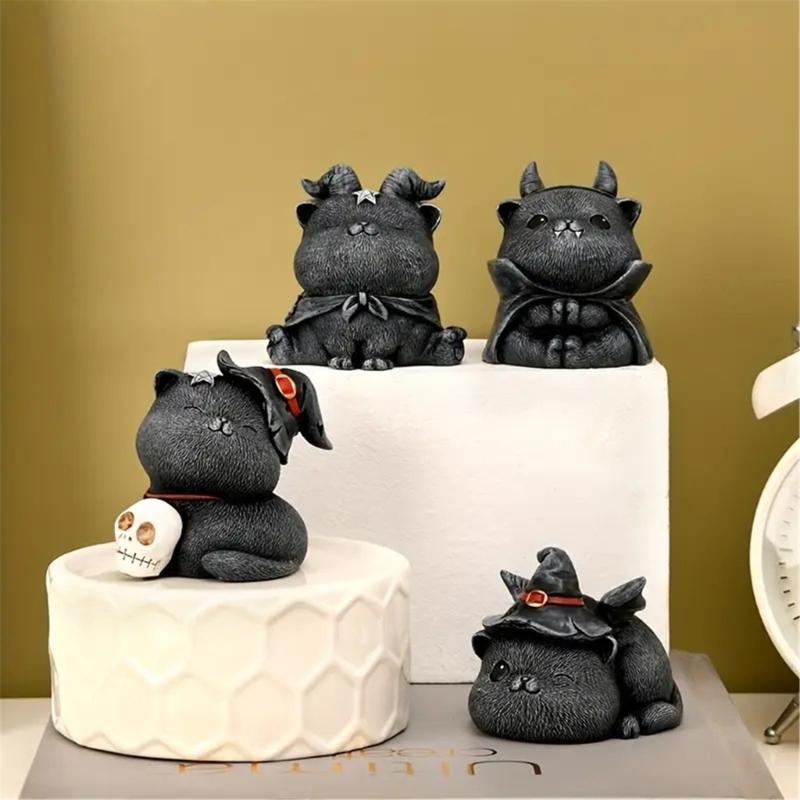 Resins Magics Cats Figurine Halloweens Decoration for Shelf Desktop Spookys Home Ornament