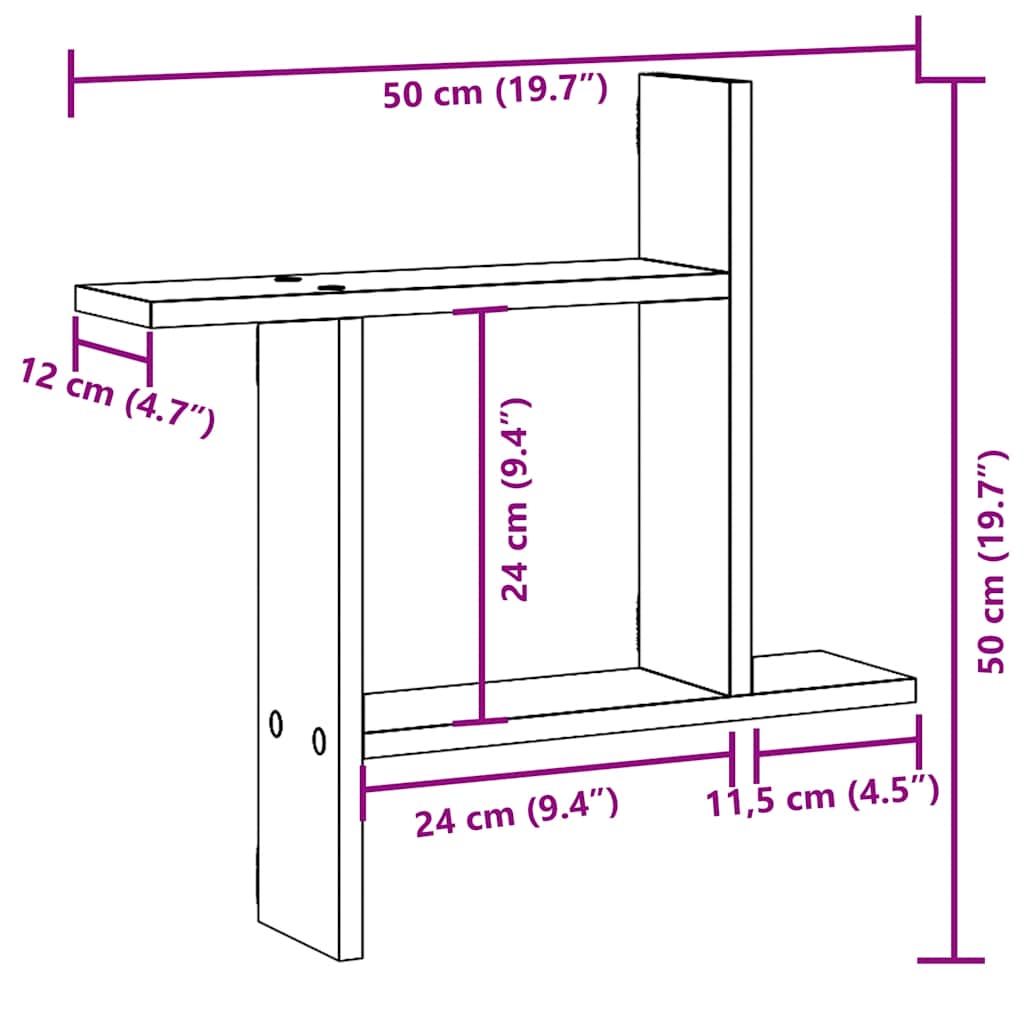 Wall Shelves 2 pcs. Concrete Grey 50 x 12 x 50 cm Engineered Wood