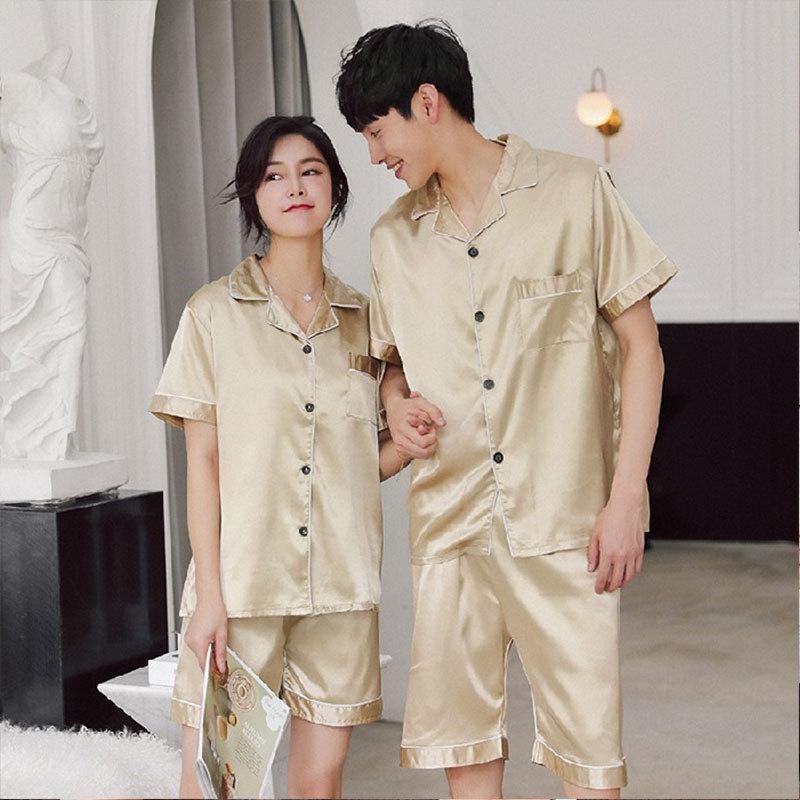 Fabrik Paar Pyjama Damen Sommer Dünne Eis Seide Sommer Kurzarm Shorts Hauskleidung Herren Anzug Atmungsaktive Eis Seide