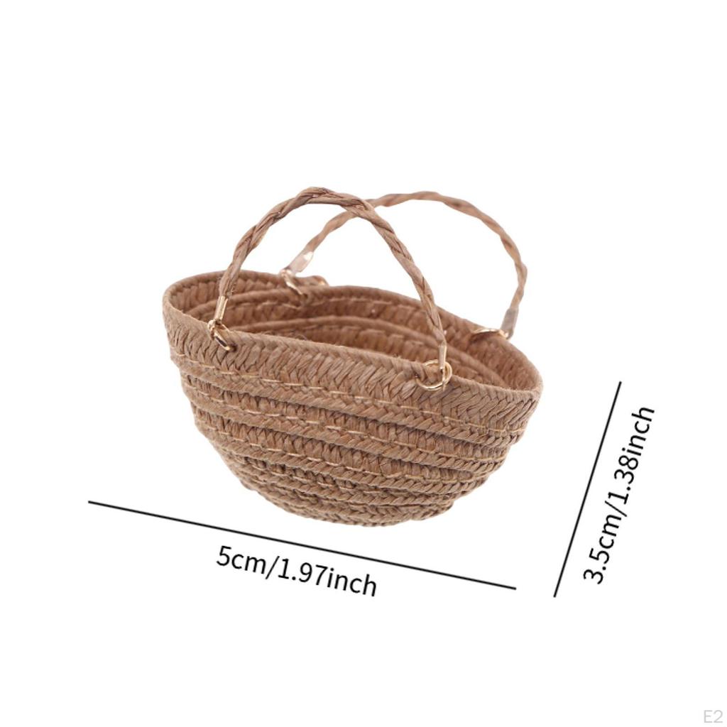 1/12 Dollhouse Hand Woven Bag Mini DIY Model Micro Landscape Ornament Miniature Storage Basket