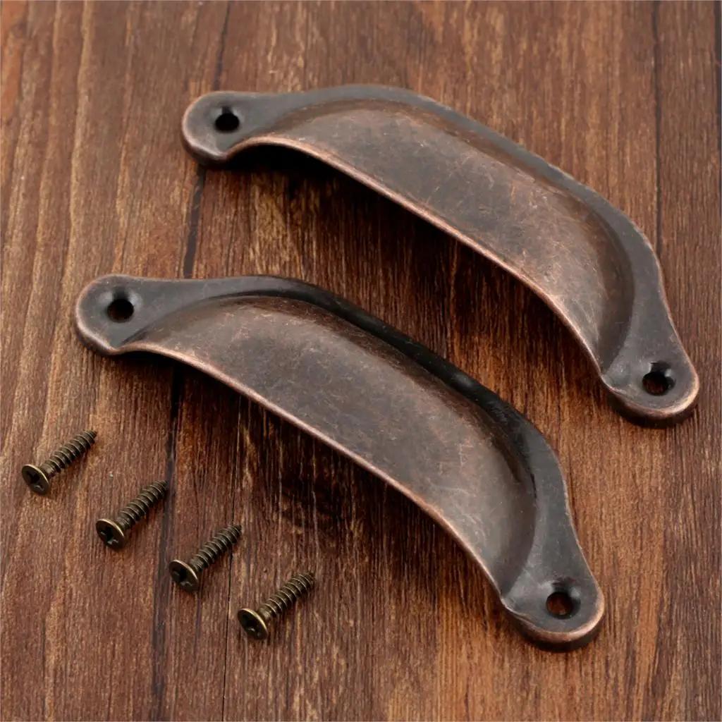 2Pcs Cabinet Drawer Handles Antique Cupboard Cabinet Furniture Bedroom Wardrobe Closet Dresser Shell Pull Handles with Screws