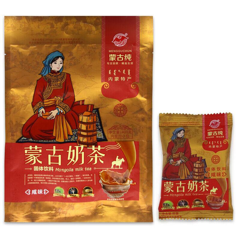 Chá de Leite Salgado Puro da Mongólia 400g (20 pacotes) Chá de leite instantâneo em pó
