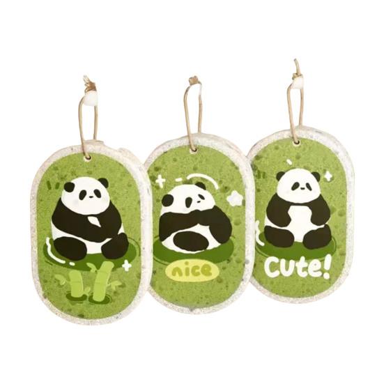 1/3 vnt. Sustorinta medienos plaušų kempinė su animaciniais raštais, saugi kūdikiams, indų plovimui, aliejų sugerianti, neabrazyvi puodų šveitimo priemonė