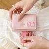 Cute Short Leather Purse PU Leather Three Fold Wallet Versatile Cat Printed Wallet  Girls