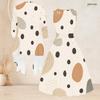 Women Plus Size Geometric Printed Two Piece Set Round Neck Sleeveless Tie Waist Flared Dress 3 4 Sleeve Open Cardigan