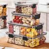 Floral Tea Box: Airtight 460ml Plastic Container with Four Compartments for Fresh, Food-Grade Storage.