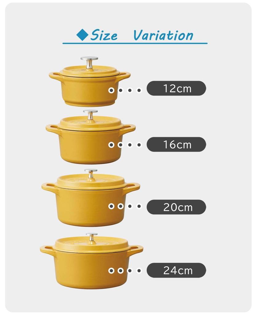 Skater Cocotte Pot, Induction Compatible, Double-Handled, Oven Cooking Pot, Iron, Enameled, Pumpkin Yellow, 16cm, INCT16N-A