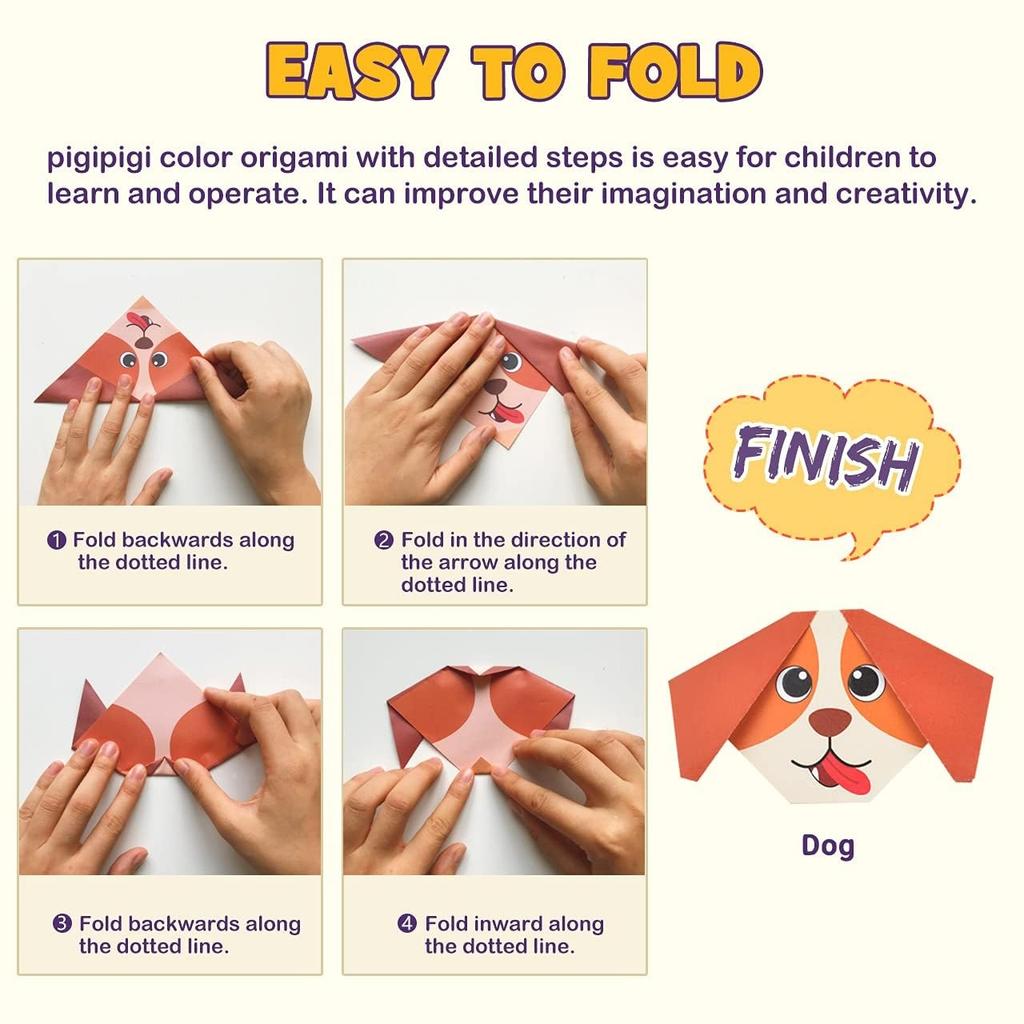 Origami Montessori Kit 54 Sheets Vibrant Multi-Colored Folding Paper With Guide Early Educational Diy Craft Toy For Fine Motor Skills
