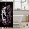 Yin Yang Dragon Bathroom Decor,Pink Cherry Blossom Shower Curtain Set For Boys Girls Kids,Oriental Japanese Style Bathroom Set