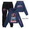 Girls Clothing Sets Kpop Witch Hunt Girls' Half Waist Short Hoodie Single and Double Sleeve Printed Casual Set