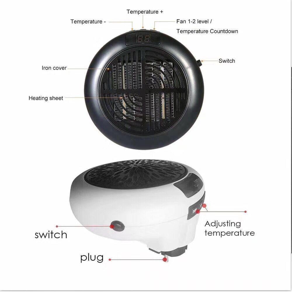 900W Mini Taşınabilir Fanlı Isıtıcı Fişli Elektrikli Duvar Prizi Isıtıcı