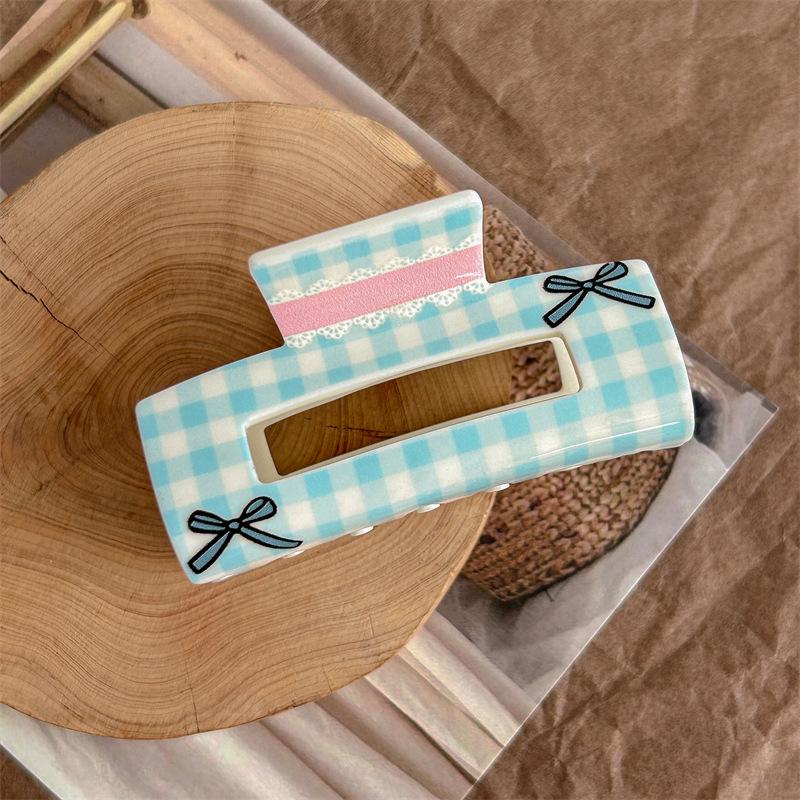 

Заколка для волос Cream Girl Floral Check: Акриловый зажим-акула