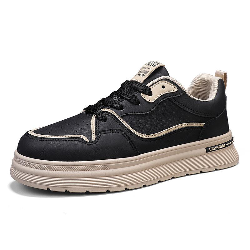 

Spring new thick-soled men s casual sports board shoes low-top leather wear-resistant youth trend simple men s shoes 39