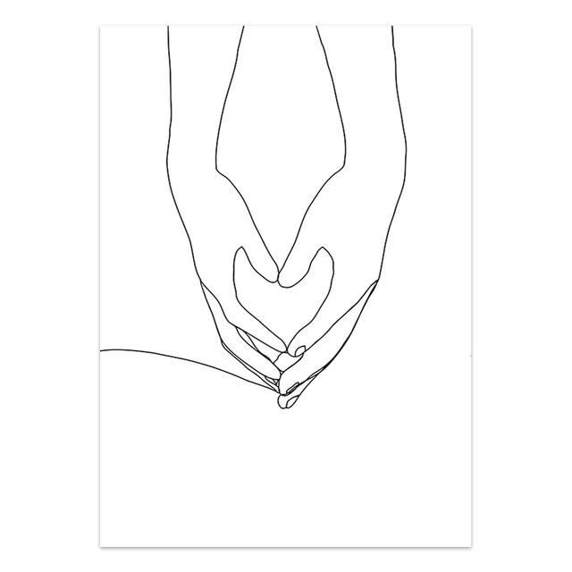 Modern Black White Style Hand In Hand Wall Art Poster Minimalist Print LOVE Quotes Canvas Painting Picture for Living Room Decor