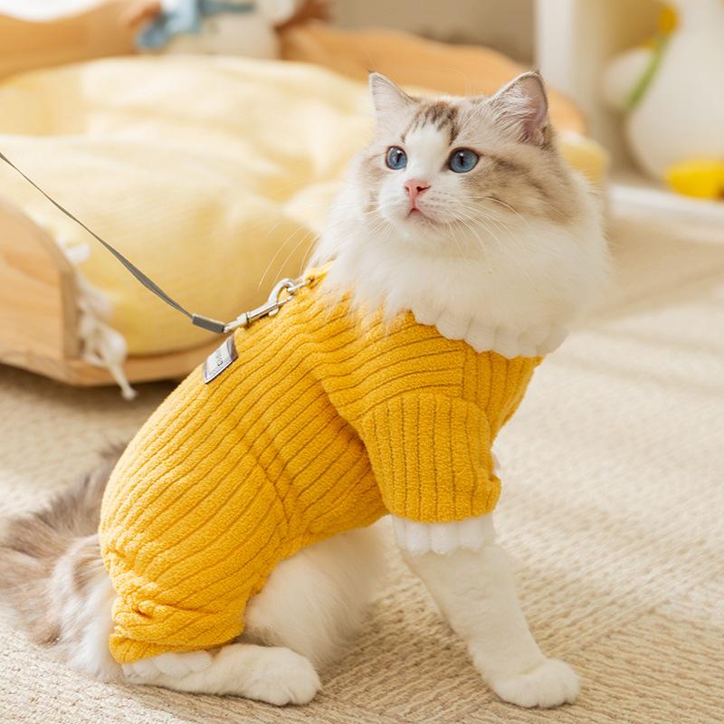 Haustierkleidung Korallfleece Winter warm schlichtes Tuch vierbeinige Kleidung in Kätzchen Handpuppe Katze Welpe Hund Katze Kleidung