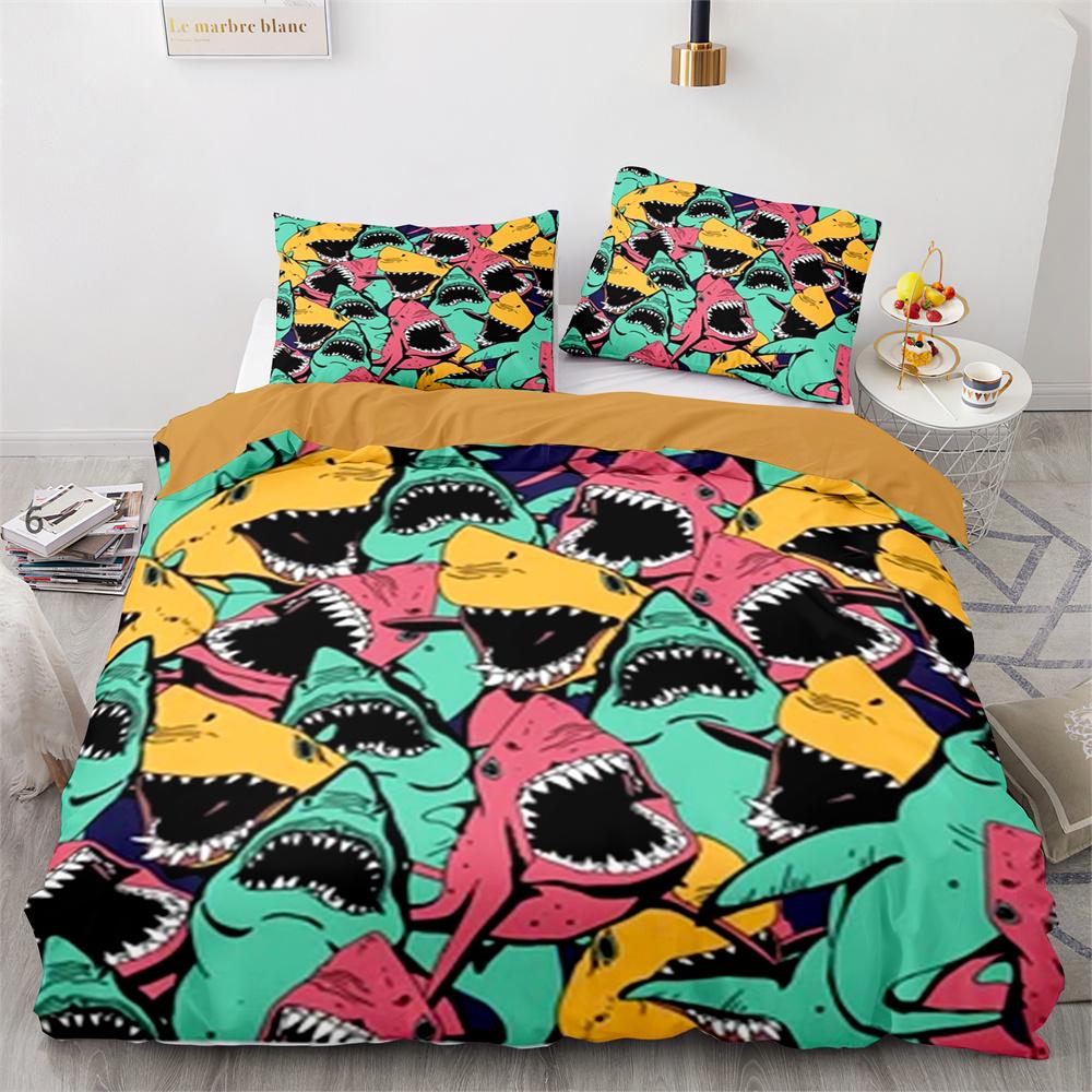 Комплект пододеяльника Акула Мультяшный узор с морскими животными Милый Кавайный — фото 14