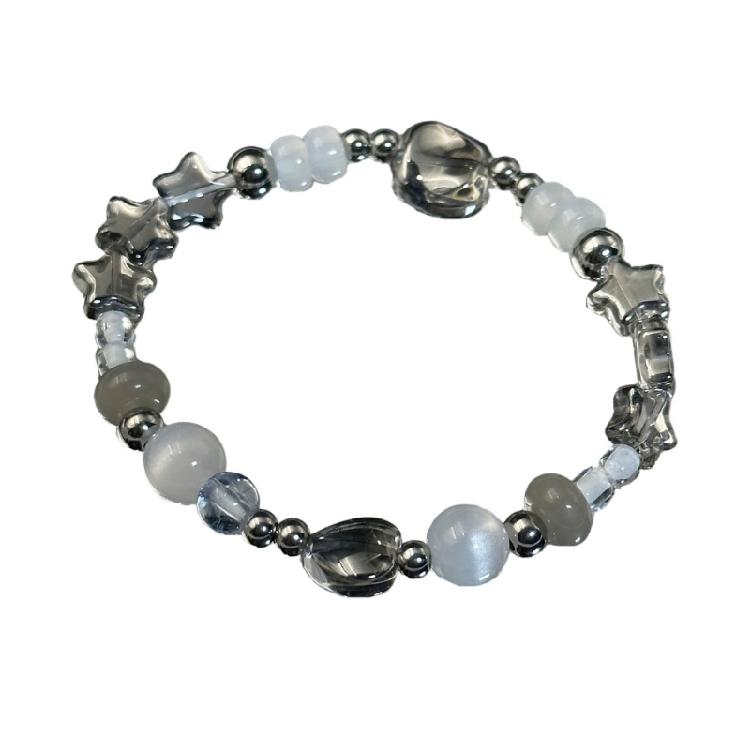 Crystal Star Heart Beaded Bracelet for Women Metal Bead Crystal Heart Wristlet 1