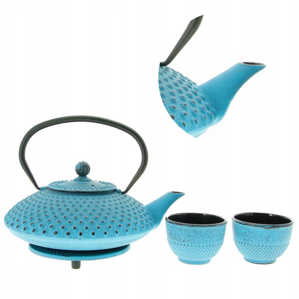 IMBRZK 1.25 CAST IRON KETTLE SET 2x CUPS STAND INFUSER + STRAINER