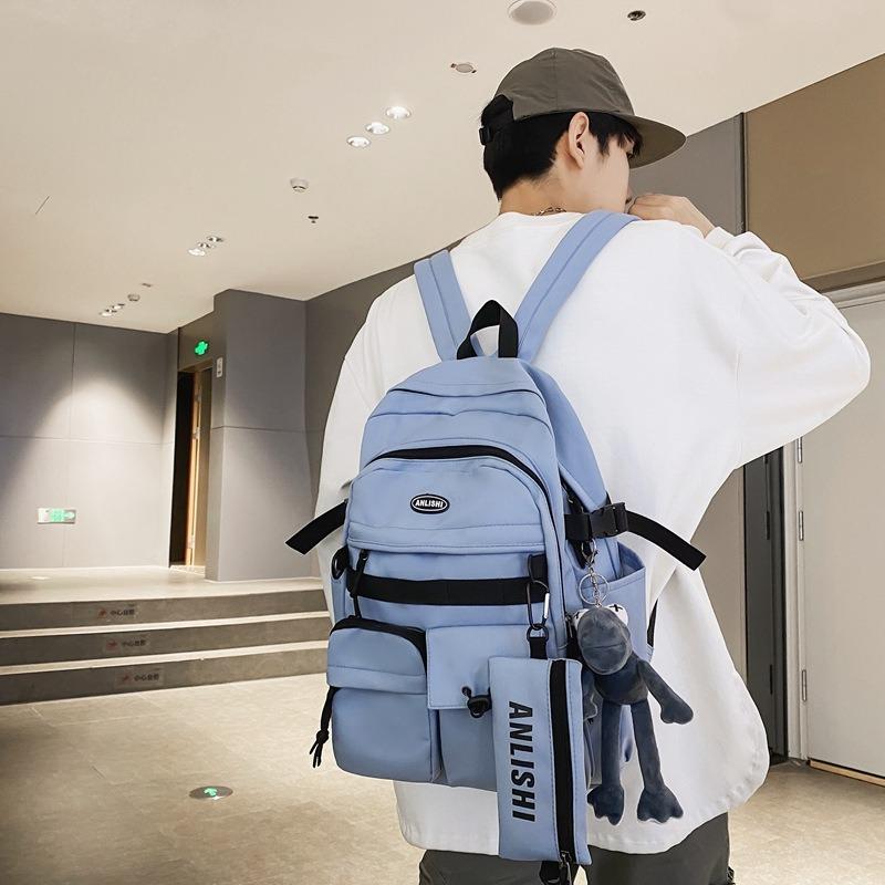 Japanese Harajuku retro tooling schoolbag for junior high school students, large-capacity backpack for men, trendy ins campus style backpack for women