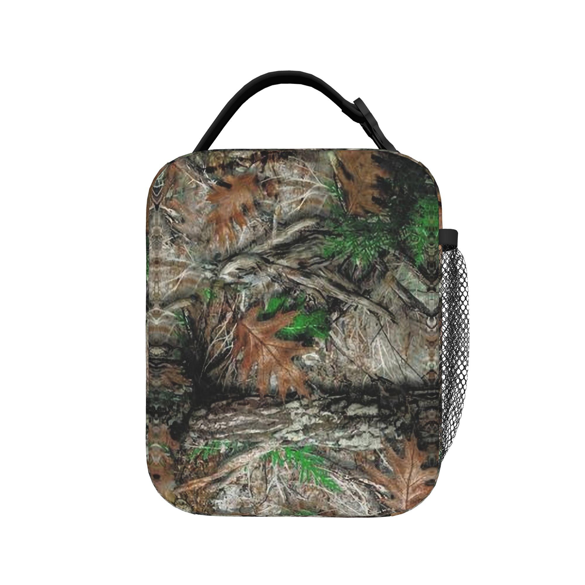 Forest Mossy Oak Camouflage Lunch Bag Portable Zipper Lunch Box Women Picnic Print Cooler Bag Leisure Oxford Thermal Lunch Bags One Size