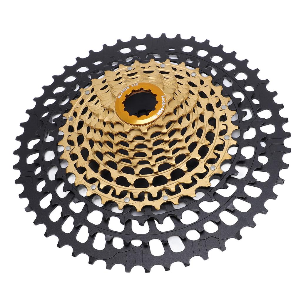 12 Speed Bicycle Cassette 11 to 50T Aluminum Steel Lightweight Bike Cassette Sprocket for Mountain Bikes Black Gold