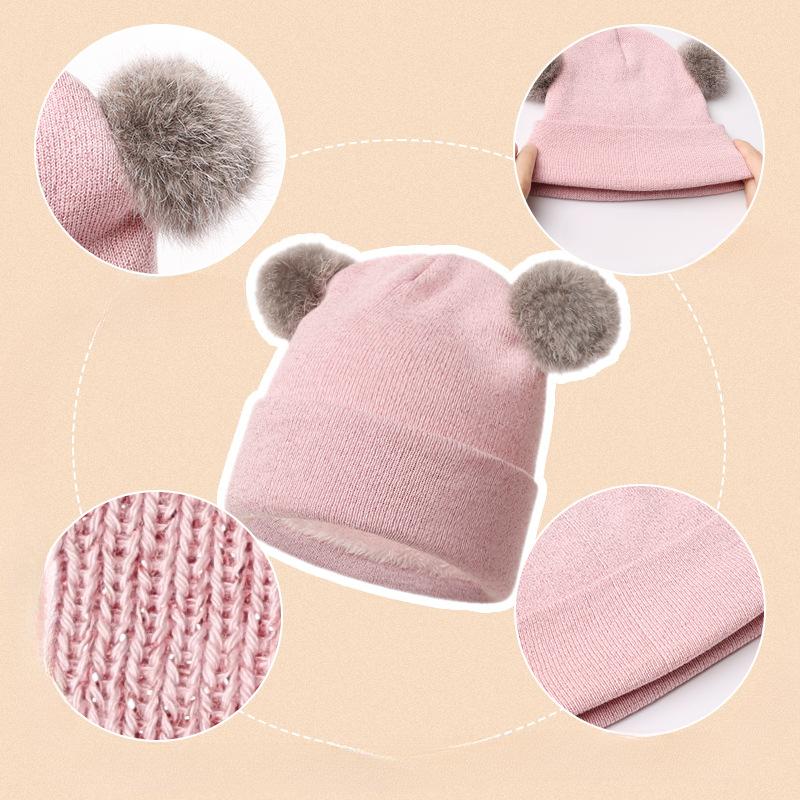 Children's Knitted Hat Gloves Two Piece Set Thickened Cold Proof Wool Hat Winter Windproof Ear Warm Set
