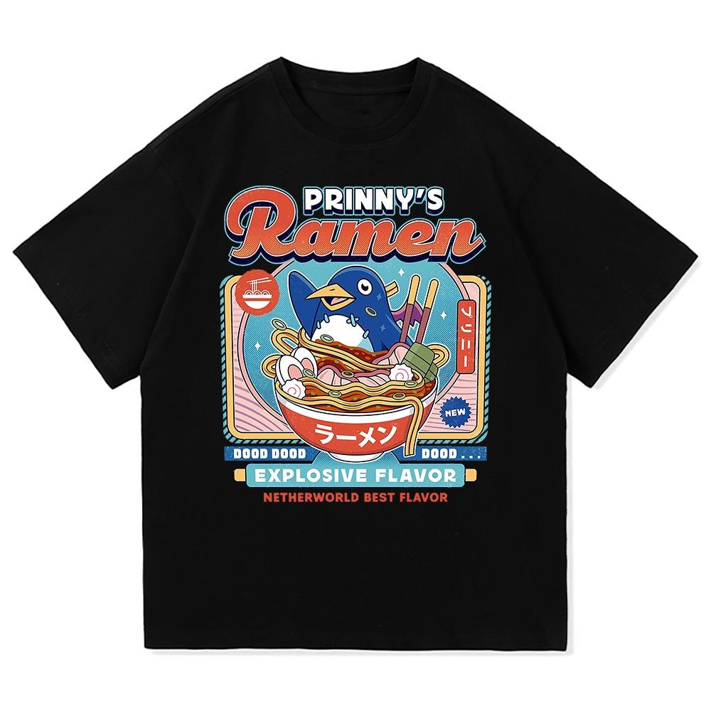 

Vintage Prinny Dood Ramen T Shirt Fashion MenWomen Harajuku Aesthetic Video Game Tshirt Unisex Funny Penguin Cotton Tees Shirts 4XL