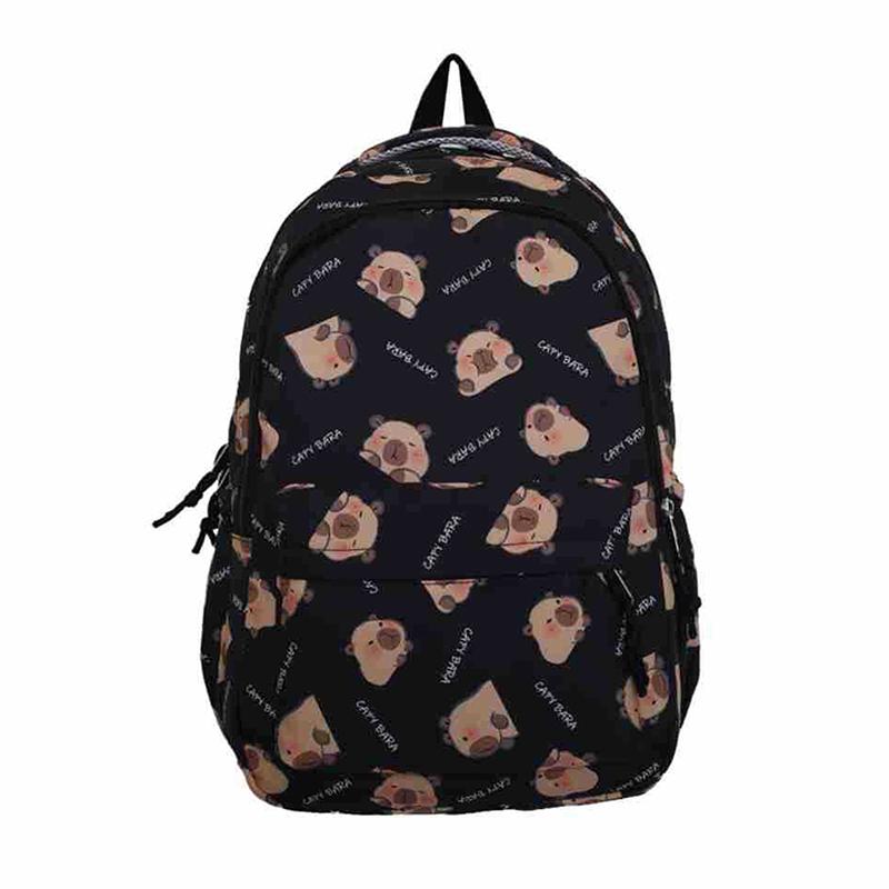 Large Capacity Lightweight Backpack Cartoon Capybara School Bag Student Schoolbag Adjustable Straps Backpack Gifts