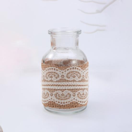 Handmade Retro Clear Texture Burlap Lace Roll Natural White Lace Jute Canvas Roll Home Supplies