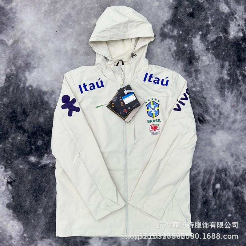 Brazil Team Mens Waterproof Windproof Hooded Jacket Winter Fleece Lined Outdoor Sports Coat Neymar Same Style