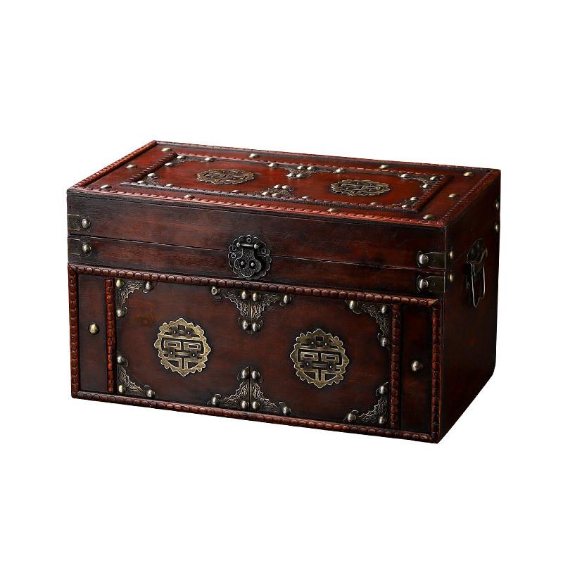 New Chinese Style Vintage Wooden Storage Box With Lid For Jewelry Organizer