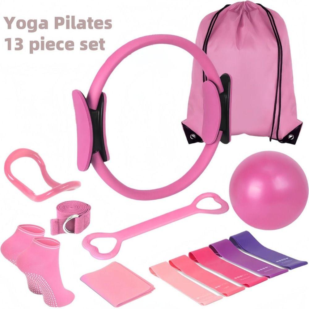 13Pcs/Set Body Shaping Pilates Ball Set Portable Yoga Pilates Circle Resistance Bands  Women