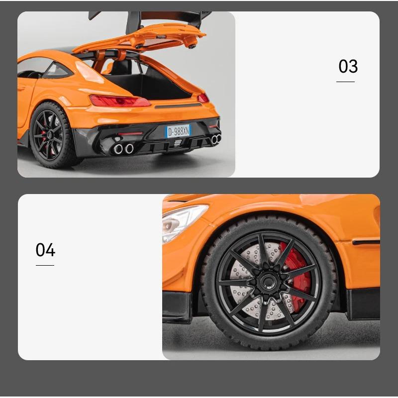 1/24 Benz GTR Alloy Model Car Toy Diecasts Casting Sound and Light Car Toys for Children Vehicle