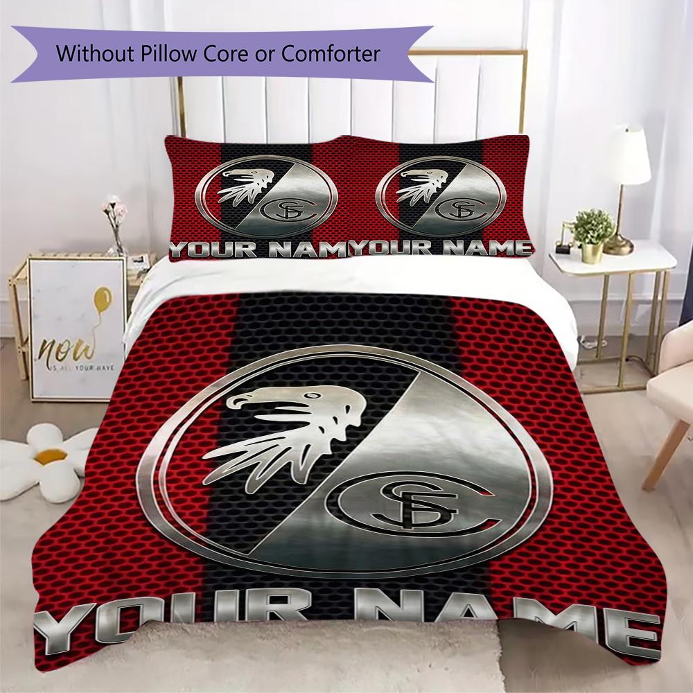 Custom Name SC Freiburg Pattern Bedding Uilt Set Uilt Cover Pillowcase Home Decoration Birthday Gift (1*duvet Cover+2*pillowcase Without Core)