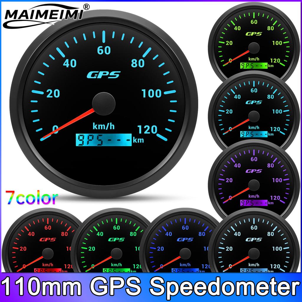 AD 110MM GPS Speedometer With GPS Antenna for 12V 24V Car Boat Marine 120/200KMH MPH Speed Gauge Odometer 7 Colors