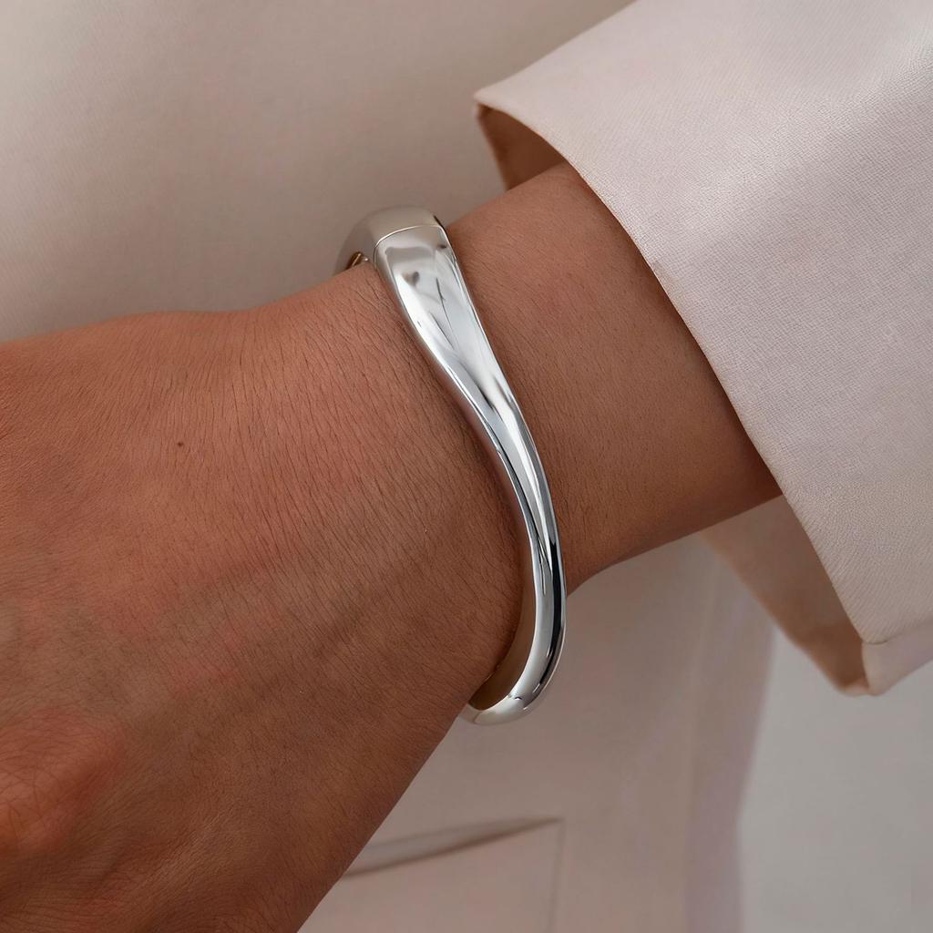 Vintage Hip Hop Metal Cuff Bangles Punk Gold Silver Color Geometric Spring Bangles For Women Bracelet Men Daily Jewelry Gifts