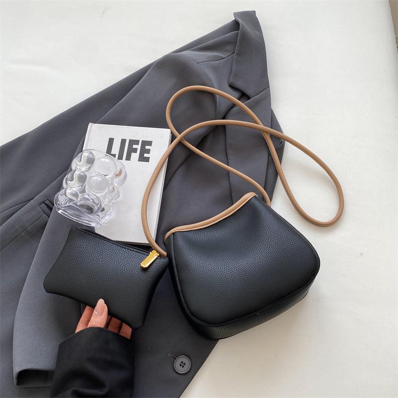 Fashion And Casual Women'S Tide French Niche High-End Texture Shoulder Messenger Bag Bucket Bag
