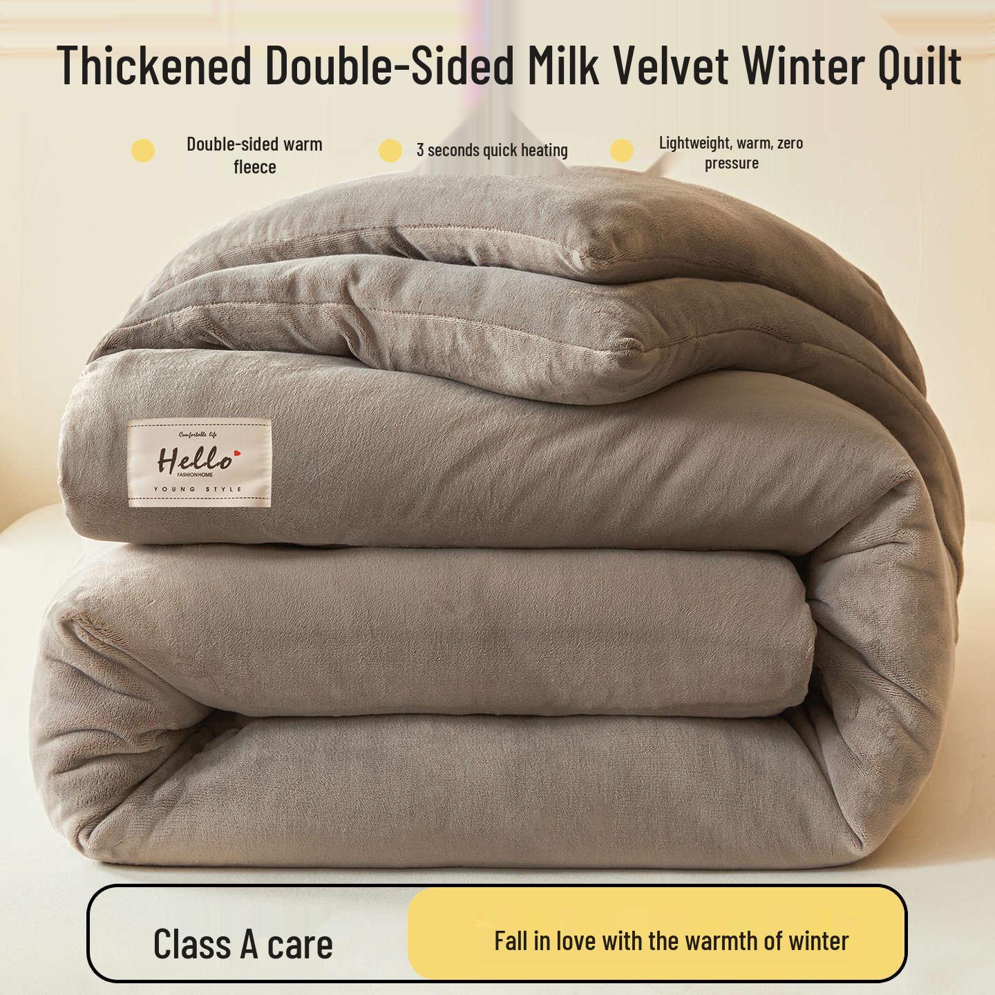 

Milk Velvet Double-Sided Fleece Quilt - Thick, Warm, All-Season Coral Fleece Quilt for Dormitory 150x200cm 8jin Extra Thick