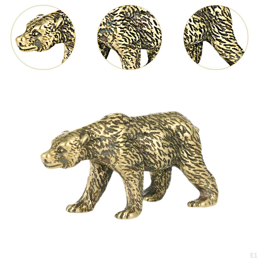 Bärenstatue Teehaustier Desktop Bücherregal Dekoration Tischmittelstücke Messing Ornament Tierskulptur