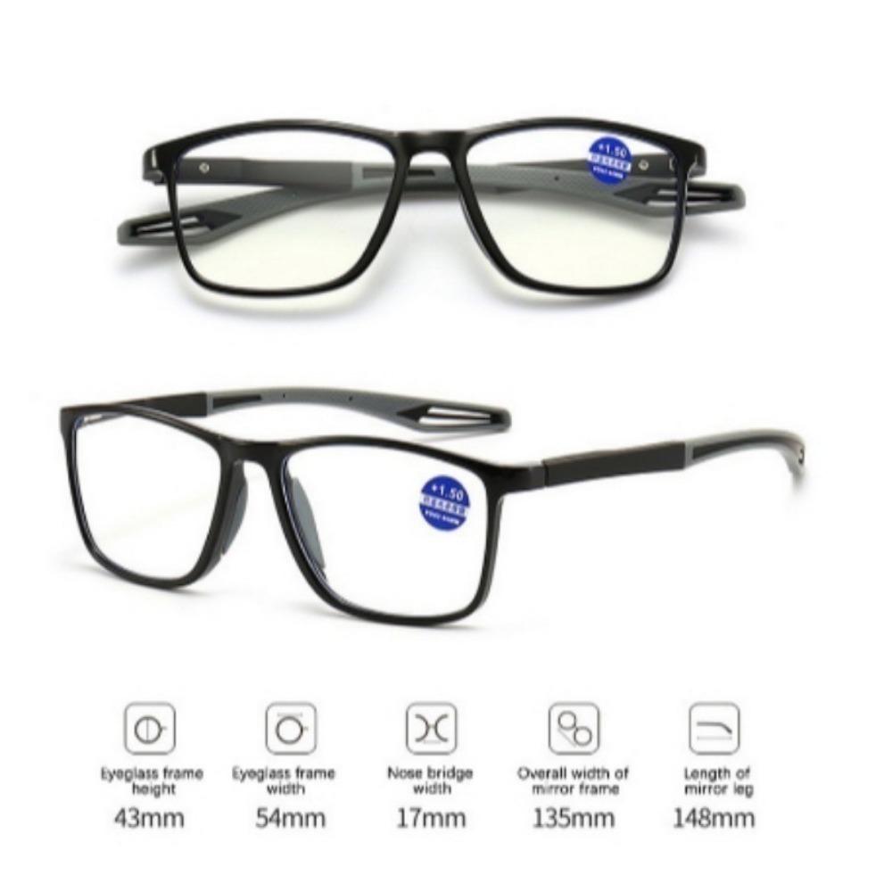 +1.00+1.50+2.00+2.50+3.00+3.50+4.00 TR90 Sports Anti-blue Light Rectangular Reading Glasses Anti-drop Anti-slip Glasses