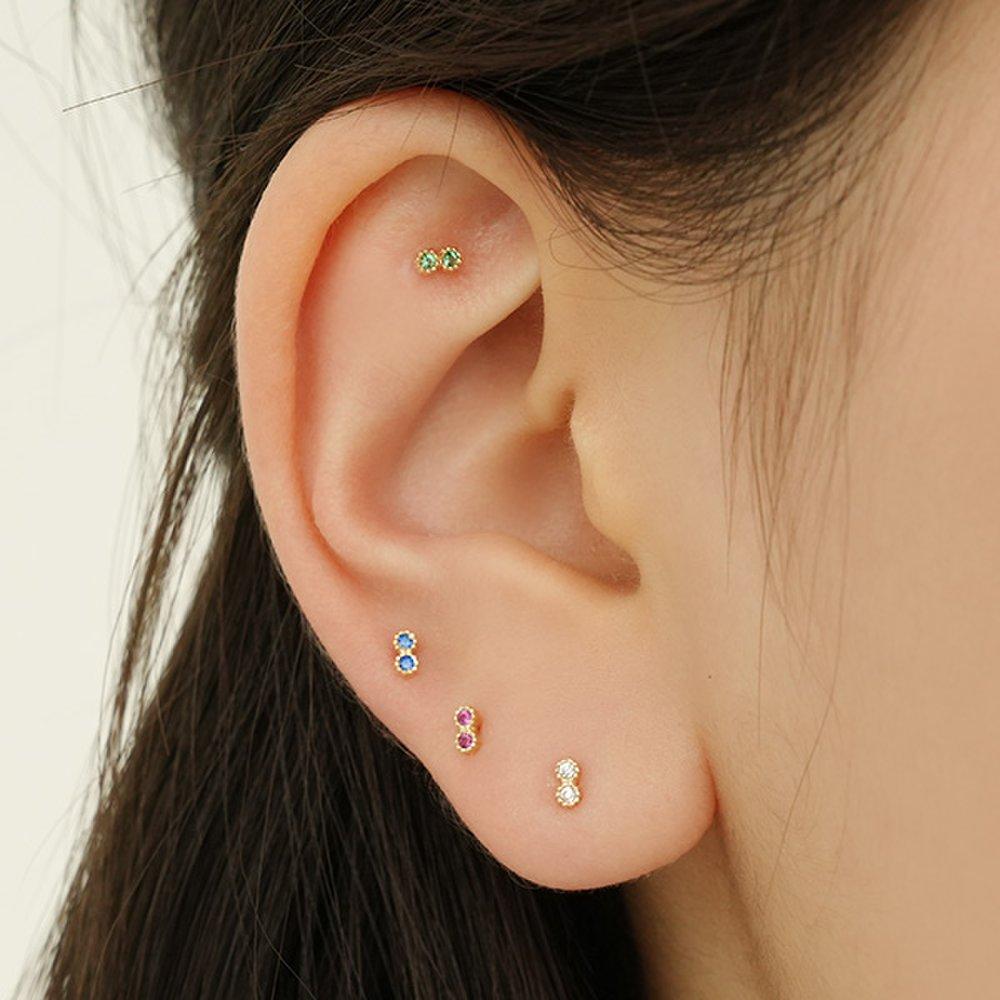 [10K 14K Gold] Two-bowling Piercing (23Arp001)_14K