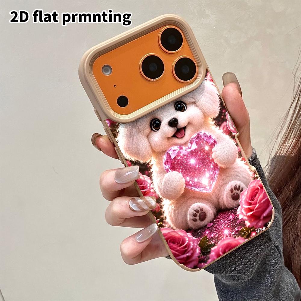 Phone Case: 2D flat lambskin suitable for iPhone 18 17 16 15 14 13 Pro protective case, little white dog, Christmas and Halloween gift
