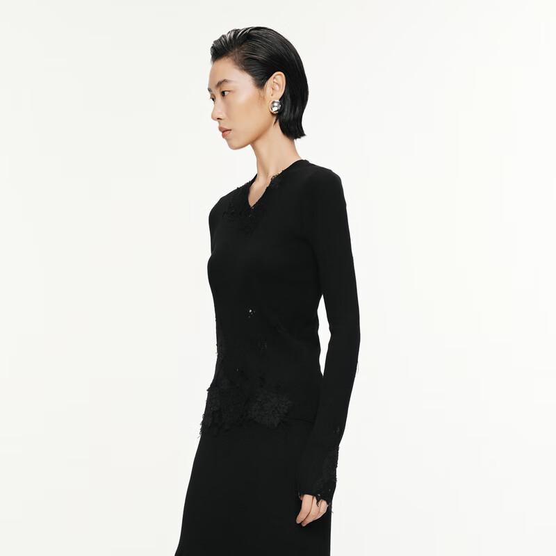 

JNBY 2024 Fall 100% Wool V-Neck Long Sleeve Sweater S