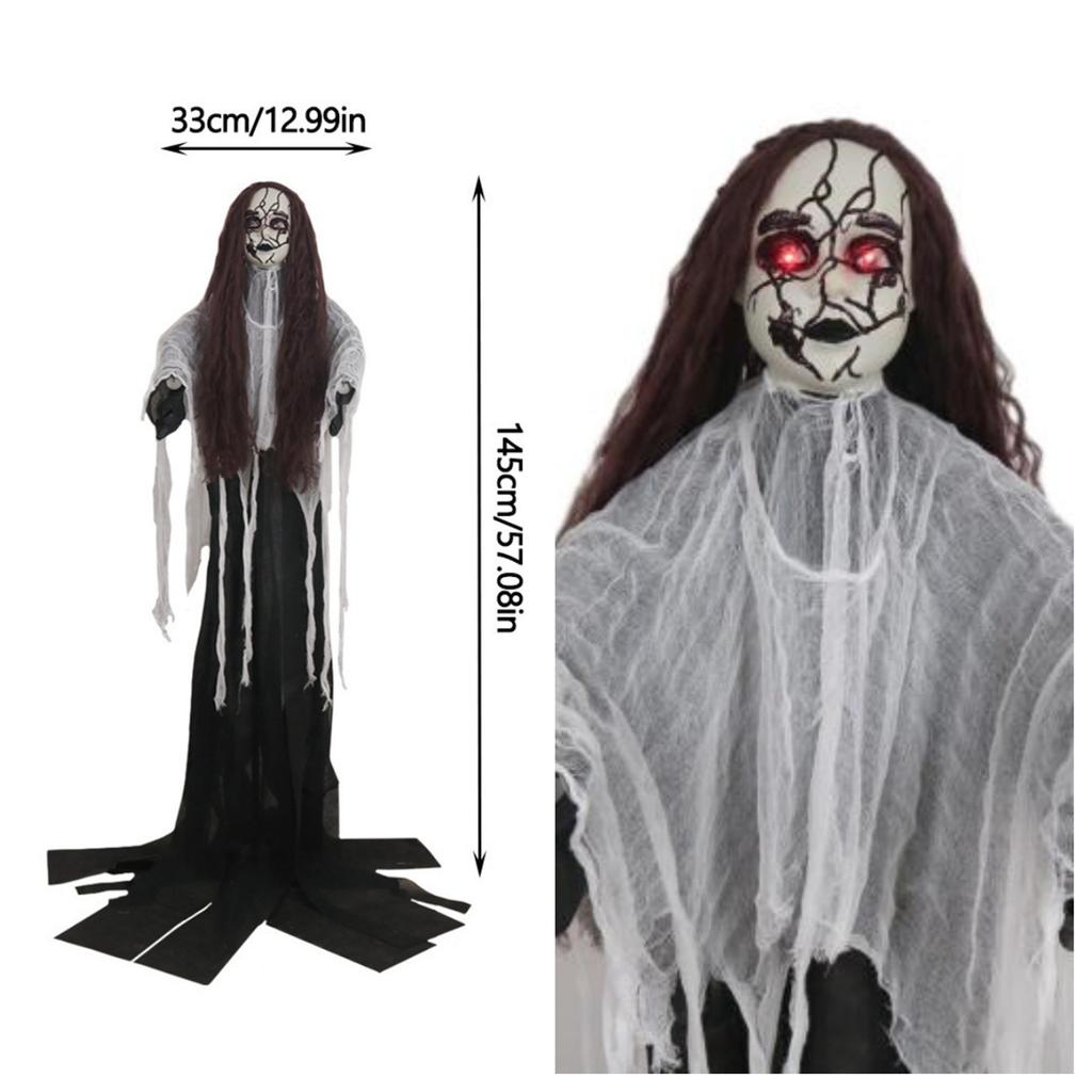 Life-Size Scary Talking Witch Animatronic Halloween Decoration Activated Eye Lights Moving Mouth