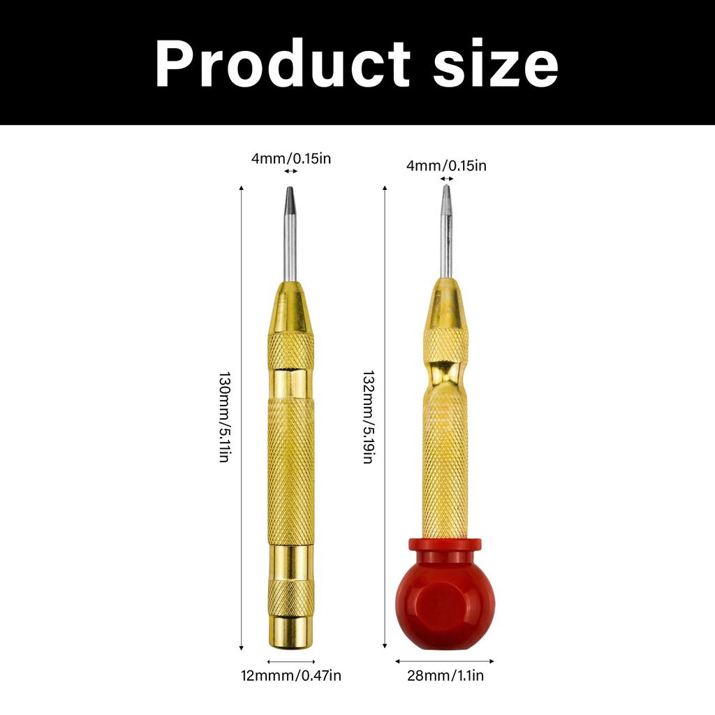 Spring Loaded Center Punch Tool with HSS Steel Tip for Precision Marking and Emergency Escape