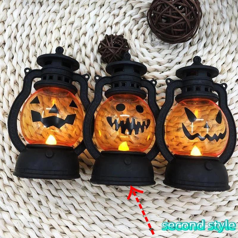 Mini Halloween Pumpkin Led Lantern With Warm Flickering Light For Halloween Home Party Tabletop Decor Gifts