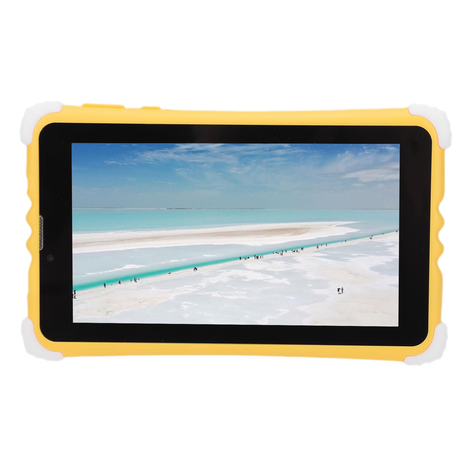 

Kids Tablet Support for Android 7 Inch 128GB Expandable WiFi Tablet with Shockproof Case Parental Control Function Brown жовтий