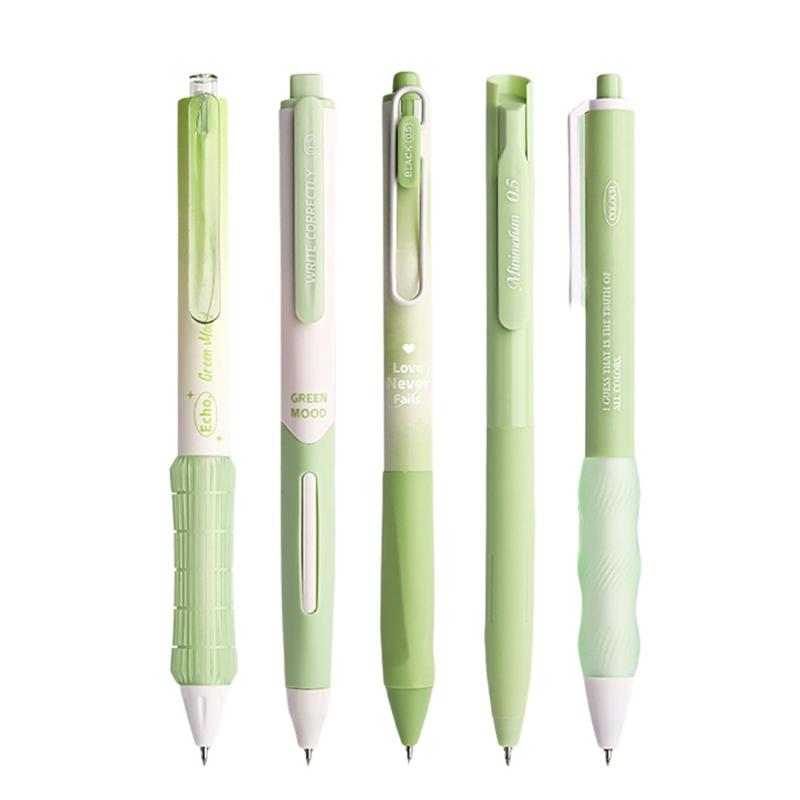 

5Pcs Retractable Gel Pen Quick Drying Gel Pen Exmas Gel Pen Christmas Party Supply for Student Children Game Reward зелений