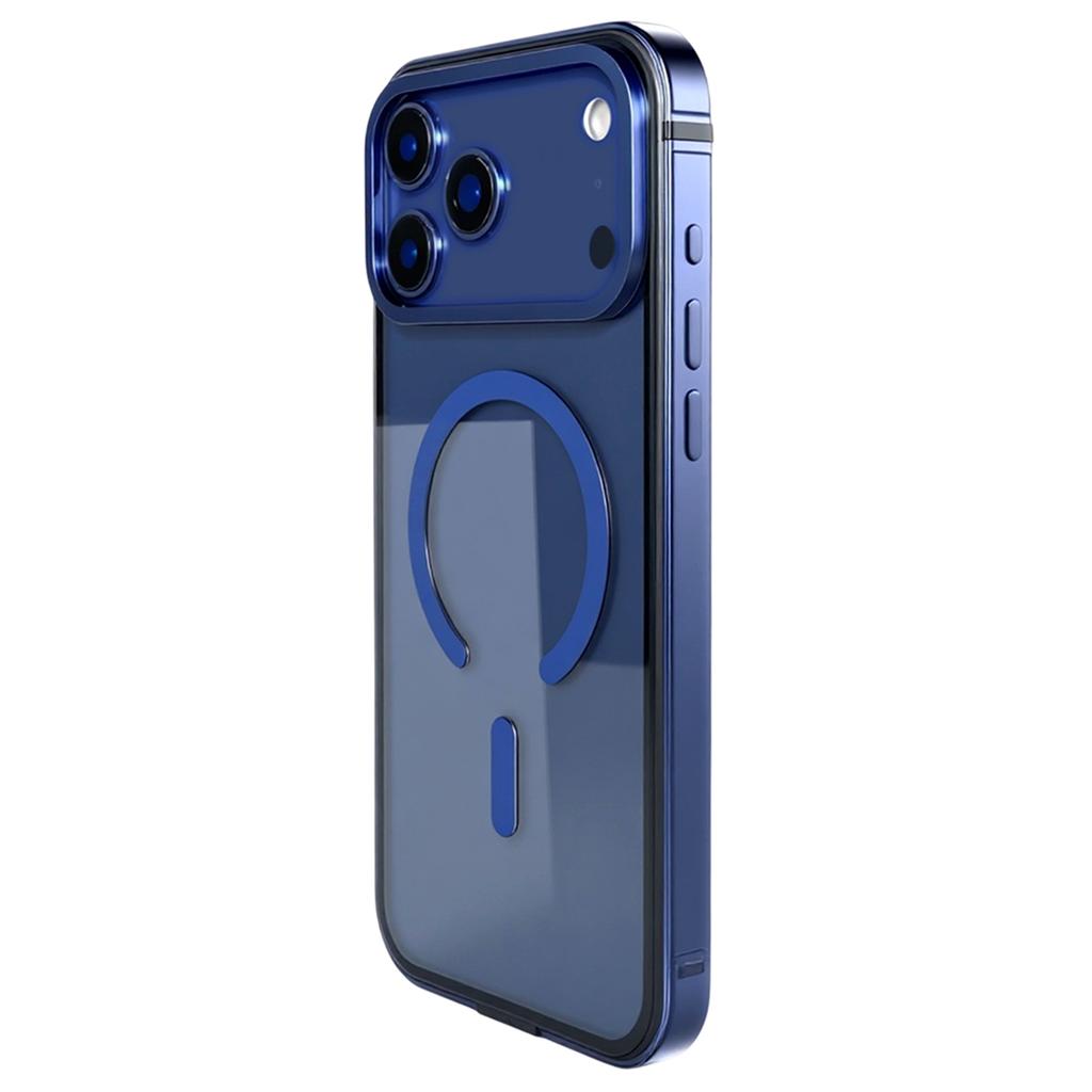 For iPhone 17 Pro Max Case Metal TPU Frame PC Back Clear Phone Cover Compatible with MagSafe